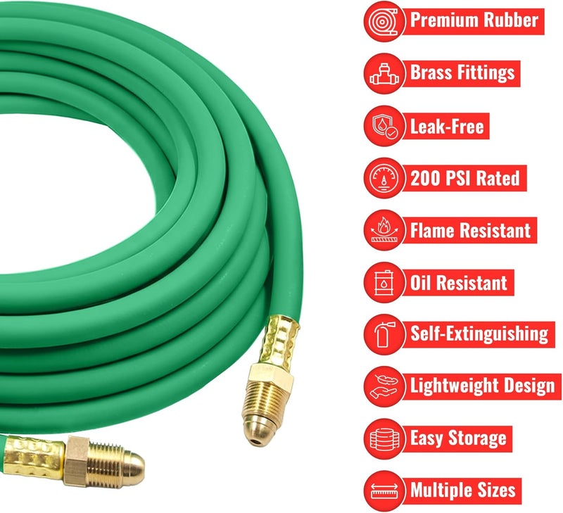 STARTECHWELD 50 FT Argon Gas Hose, Inert Gas Welding Hoses for MIG/TIG Welding Regulator，Argon/CO2 Flowmeter Regulator Hose, 5/8" UNF-18RH, NPT Fittings, (50 Feet) AH-50-G - Image 2